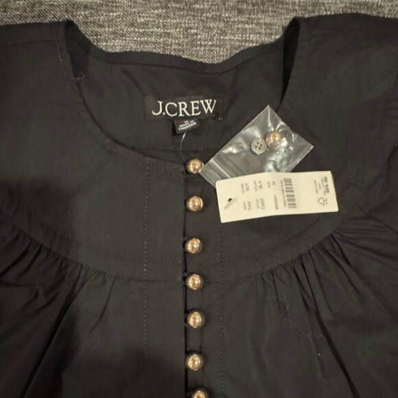 J.Crew Shirred Popover Top Blouse Shirt in Cotton Black Size Medium NWT - Picture 5 of 9